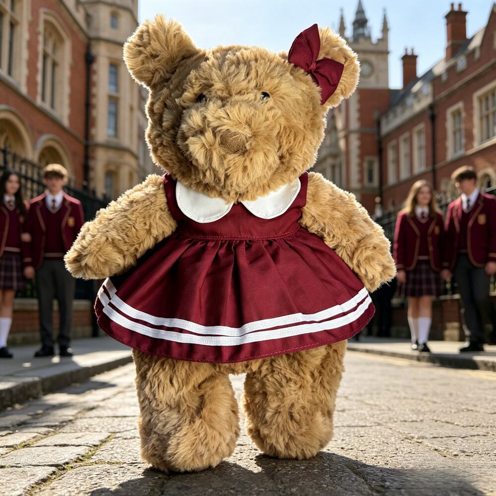 Bartholomew bear cute clothes outfits -chool Girl Dress & Bow Headband Set